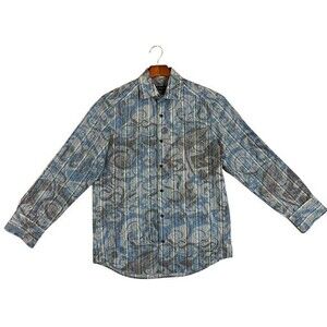 JHANE BARNES Mens‎ Metallic Print Button Down Shirt Size Small
